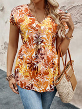 EMERY ROSE Women's Vacation Leisure Plant Printed Short Sleeve Shirt